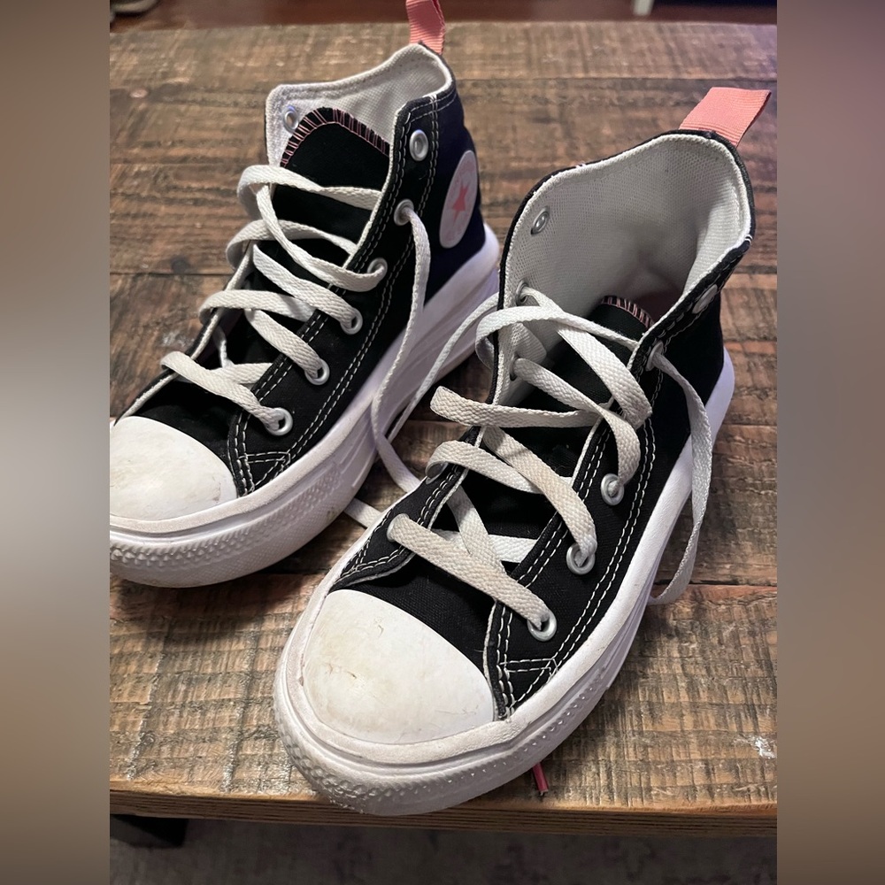 Kids Black and White High-Top Converse Sneakers